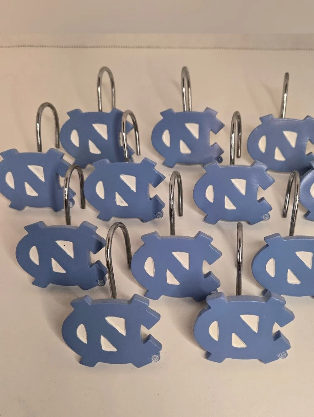 UNC North Carolina Tar Heels NC Carolina Blue Shower Curtain Hooks - Pack of 12